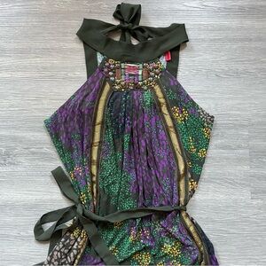 Colorful Boho Y2K Beaded Summer Halter Dress